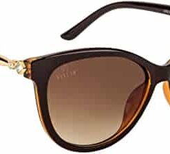 AISLIN® UV Protected Oval Sunglasses For Women - (Large | Brown Lens | Brown-Gold Frame)