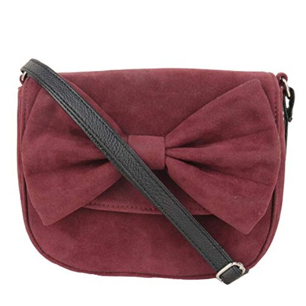 Antin Women's/Girls Maroon Faux Suede Trendy Stylish Bow Sling Bag Shoulder Bag Stylish and cool design with adjustable contrast sling.