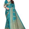 Bee M Pee Designer Silk Cotton Blend (Fancy Party Stylish Sarees for Women_Firozi)