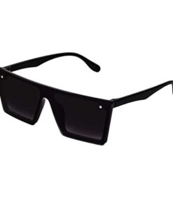 Black square sunglasses for men uv protection for all outings riding biking with leather case