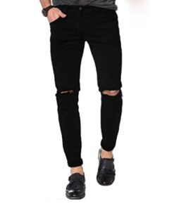 EditLook Men's Slim Fit Distressed Black jeans-G32