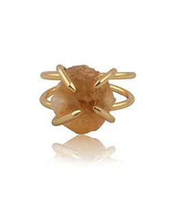 El Joyero Handmade Adjustable Rings Yellow Citrine Gemstone Ring | Brass Gold Plated Prong Setting Women Jewelry 1730 10