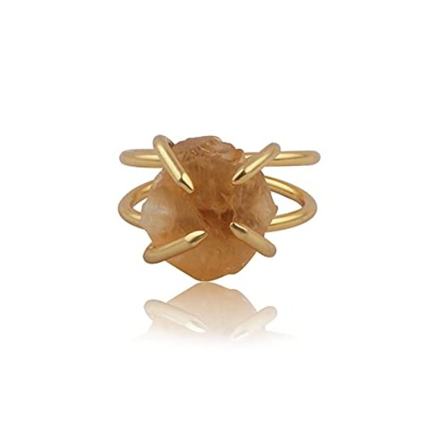 El Joyero Handmade Adjustable Rings Yellow Citrine Gemstone Ring | Brass Gold Plated Prong Setting Women Jewelry 1730 10