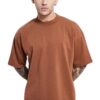 Emavic Men's Cotton Blend Half Sleeve Oversized Round Neck Drop Shoulder Loose Fit Solid T-Shirt Brown