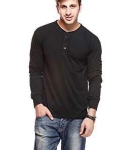 GRITSTONES Men's Button Front T-Shirt (GSFSHNLYBLK.1_Black_Small)