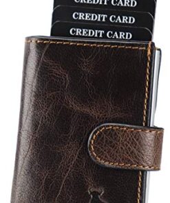 HIDE & SKIN Anti-Theft Top Grain Leather RFID Blocking Card Holder Cum Minimalist Wallet for Men's and Women's (KATTA Temp Brown)