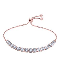 I Jewels 18k Rose Gold Plated Cubic Zirconia Adjustable Bracelet Jewellery with Pull-Chain for Women & Girls (ADB161RG)