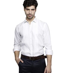 JEEKA Men's Cotton Slim Fit Tuxedo Style Pleated Formal White Shirt (38)