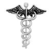 Mahi Rhodium Plated Caduceus Doctor's Brooch Lapel Pin for Mens (BP1101025R)