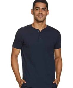 Max Men Men Solid Henley Neck Regular Fit T-Shirt (NOOSHLNKNY1NAVY_M)