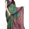 MIRCHI FASHION Women's Plain Weave Chiffon Patola Printed Saree with Blouse Piece (37491-Teal, Pink)