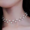 Moti Choker Necklace For Women And Girls Chain Mangalsutra Jewellery Choker Beads Pearl Antique Designer American Diamond Gold Plated Valentine Love Heart Necklace Golden Chain Pendant For Women