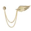 Om Jewells Crystal Jewellery Rose Gold Plated Indo Western Wings Lapel Pin Brooch With Hanging Chain Emblished With Crystal Elements For Boys And Men SP10002009