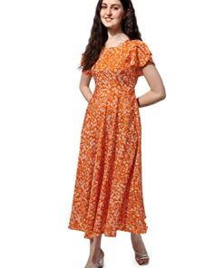 OOMPH! Midi Dresses for Women, Beach, Orange - md516