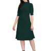 PURVAJA Women's Corduroy Fit and Flare Knee-Length Dress (Ruby-115-GN-L_Green