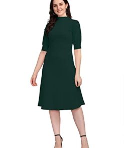 PURVAJA Women's Corduroy Fit and Flare Knee-Length Dress (Ruby-115-GN-L_Green