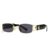 RICHORS Luxury Retro Rectangular Ring Sunglasses for Man & Woman Premium Fancy Goggles for unisex Metal Frame (Gold-Black)