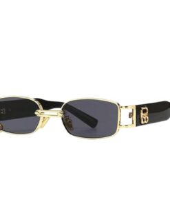 RICHORS Luxury Retro Rectangular Ring Sunglasses for Man & Woman Premium Fancy Goggles for unisex Metal Frame (Gold-Black)