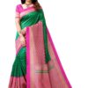 Satrani Women's Knit Silk Blend Saree (2535S934NA_Green & Beige)