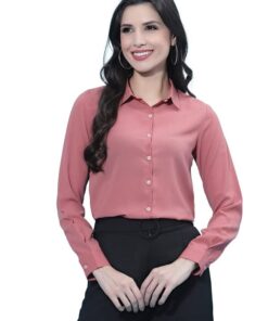 Selvia Women's Regular Fit Shirt (363TK7061NA-M_Carrot Pink