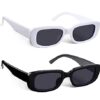 Sheomy Combo offer pack of Rectangle Retro Vintage Narrow Sunglasses Women and Men Small Narrow Square Sun Glasses UV Protection Glasses and combo offer pack of black candy and white candy - 5L-6075-6B9X