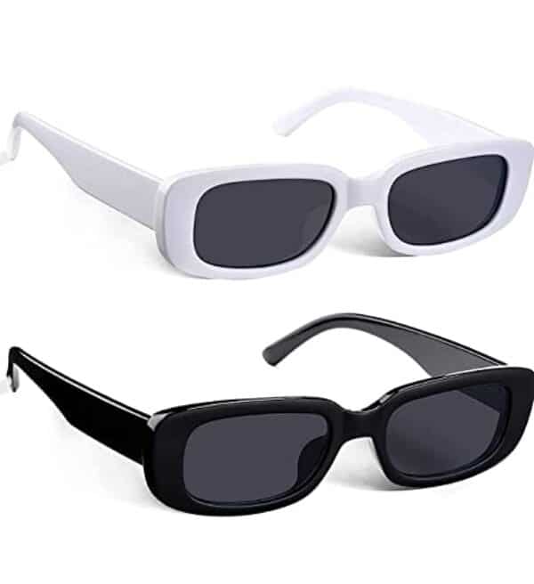 Sheomy Combo offer pack of Rectangle Retro Vintage Narrow Sunglasses Women and Men Small Narrow Square Sun Glasses UV Protection Glasses and combo offer pack of black candy and white candy - 5L-6075-6B9X