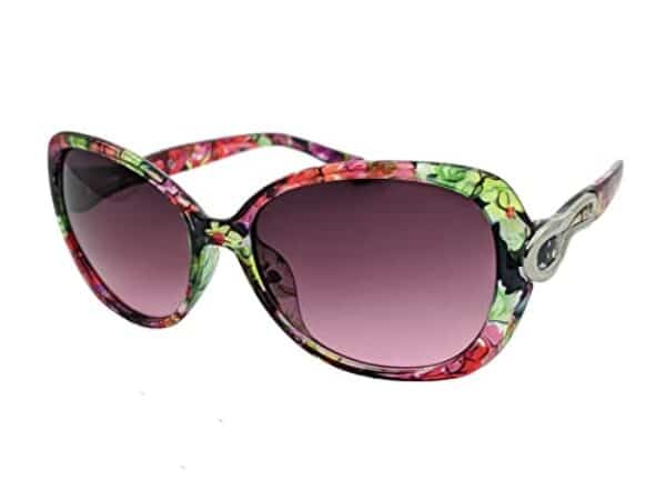 STYLLER Italian Style Butterfly Medium Size Sunglass for Women (Floral Pattern Frame, Violet Lens)