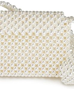 THE TOP KNOTT Luxury White Pearl Purses Shoulder Bag for Women Pearl Bag Crossbody Beaded Clutch Evening Bag