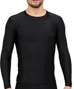 UNBEATABLE Men's Full Sleeve Plain Athletic Fit Multi Sports Compression T-Shirt for Cycling and Gym Black-L