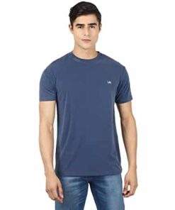 UrbanMark Men Modal Regular Fit Round Neck Half Sleeves Solid T Shirt-Blue_8905723087166