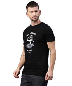 Urbano Fashion Men's Black Caption Printed Cotton Slim Fit T-Shirt (zeroduc-tee-bla-s-FBA)