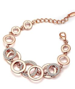 YouBella Jewellery Bracelets for Women Stylish Rose Gold Plated Crystal Bracelet Bangle Jewellery for Girls and Women (Circle)